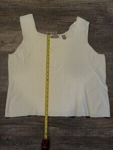 KATE HILL Womens  Tank Top White Blouse Sleeveless Shirt SKU224
